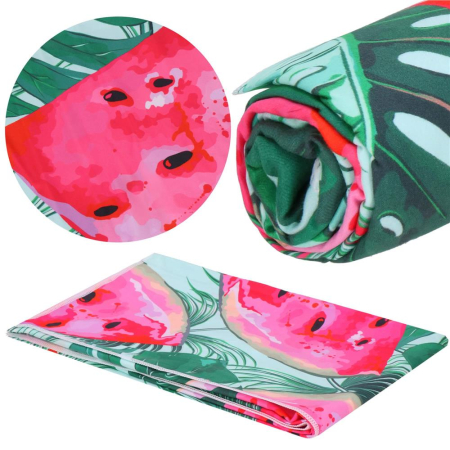 Prosop de plaja cu uscare de rapida, husa de transport, 90x180cm, model pepene verde [4]