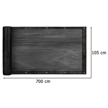 Protectie balcon din plasa PVC, cu inele metalice pentru prindere, 105x700 cm, negru [5]