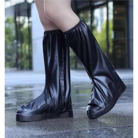 Produse ingrijire incaltaminte - Protectie Incaltaminte pentru Ploaie si Noroi, , Impermeabila, Talpa Antiderapanta, cu Fermoar si Capsa, Inaltime 40 cm, Marime XL 40-41, Negru