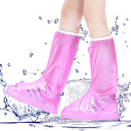 Produse ingrijire incaltaminte - Protectie Incaltaminte pentru Ploaie si Noroi, , Impermeabila, Talpa Antiderapanta, cu Fermoar si Capsa, Inaltime 40 cm, Marime XL 40-41, Roz