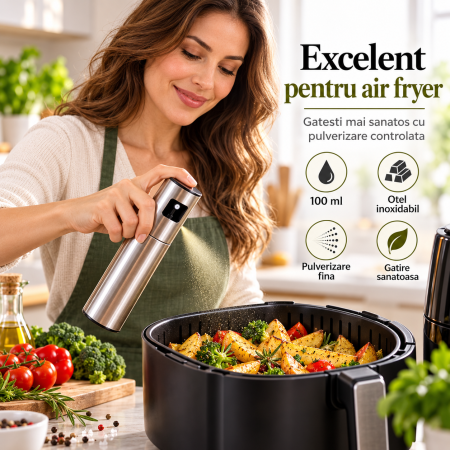 Pulverizator argintiu din otel inoxidabil pentru bucatarie