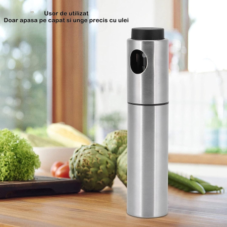 Pulverizator ulei , spray, material otel inoxidabil, manual, 100 ml, 17.7 x 4 cm, argintiu [1]