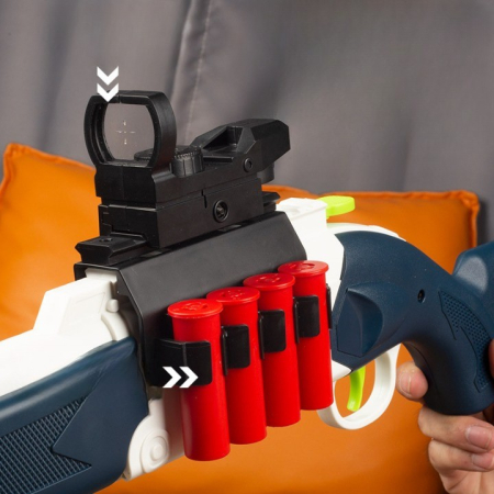 Pusca de Jucarie S686 Ultrarealista, UDL XM1014, , Manuala, cu Luneta, 10 de Proiectile din Spuma Moale, 5 Cartuse, 80 cm, 8 ani+, Alb [4]