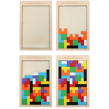 Puzzle Montessori din Lemn Tip Tetris 40 Piese Multicolor ORIGINAL DEALS [5]