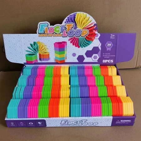 Puzzle pentru copii, , fidget loop, functie stivuire, bucle, decompresie, curcubeu, 20 cm [4]