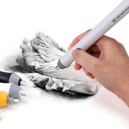 Radiera Electrica, , pentru Schite si Arta, Grosime Varf 3 mm/5 mm, Baterii 2 x AA (neincluse), din ABS, Alb [1]