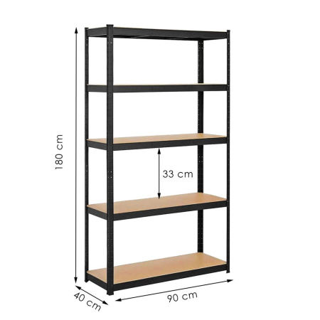 Raft cadru metalic modular pentru depozitare, 5 polite, 180x90x40cm, sarcina 825kg [19]