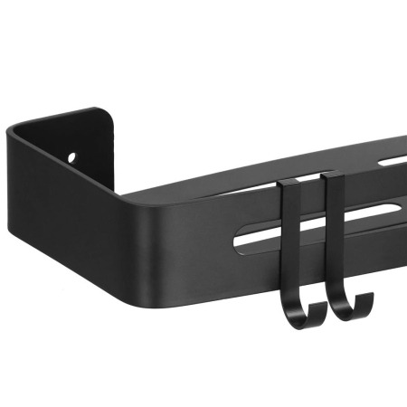 Raft de baie cu 2 agatatori, 2 sisteme instalare pe perete, aluminiu, 32x12x4cm, negru [3]