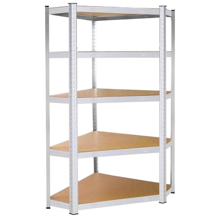 Rafturi depozitare - Raft de colt cu cadru metalic modular pentru depozitare, 5 polite, 180x90x40cm, sarcina 875kg