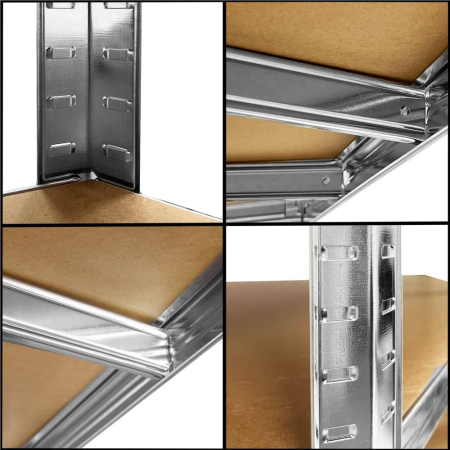 Raft de colt cu cadru metalic modular pentru depozitare, 5 polite, 180x90x40cm, sarcina 875kg [15]