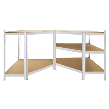 Raft de colt cu cadru metalic modular pentru depozitare, 5 polite, 180x90x40cm, sarcina 875kg [17]