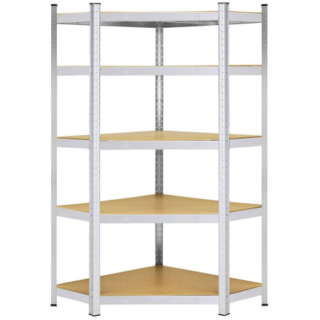 Raft de colt cu cadru metalic modular pentru depozitare, 5 polite, 180x90x40cm, sarcina 875kg [16]