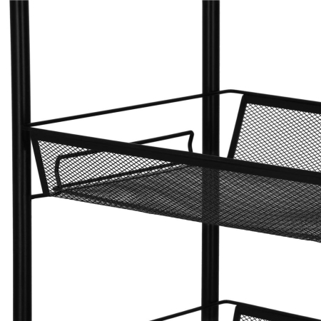 Raft metalic mobil tip carucior pentru bucatarie, 4 polite si 4 agatatori, negru, 44x26x85cm [20]