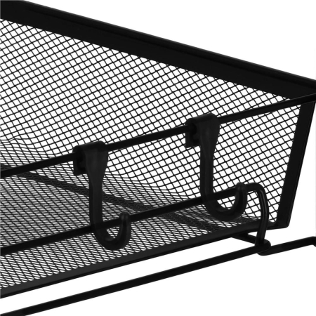 Raft metalic mobil tip carucior pentru bucatarie, 4 polite si 4 agatatori, negru, 44x26x85cm [18]