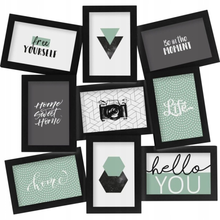 Rama colaj 9 fotografii 5Five Cali din plastic, 46x1,9x49 cm, negru [1]