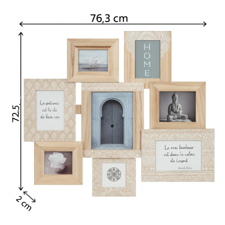 Rama foto Atmosphera Emile cu 8 cadre din lemn, 76x73 cm, bej [4]