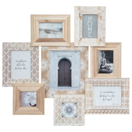 Rame foto - Rama foto Atmosphera Emile cu 8 cadre din lemn, 76x73 cm, bej