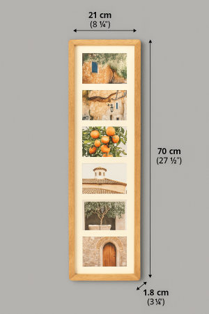 Rama foto Atmosphera Milea pentru 6 poze 10x15 cm, lemn hevea, 21x70 cm, natur [1]