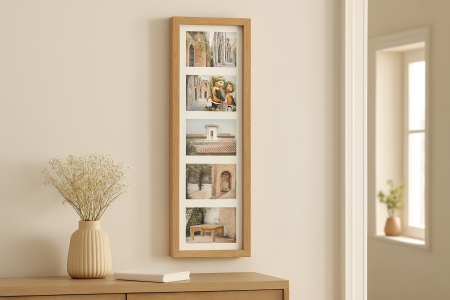 Rama foto Atmosphera Milea pentru 6 poze 10x15 cm, lemn hevea, 21x70 cm, natur [2]