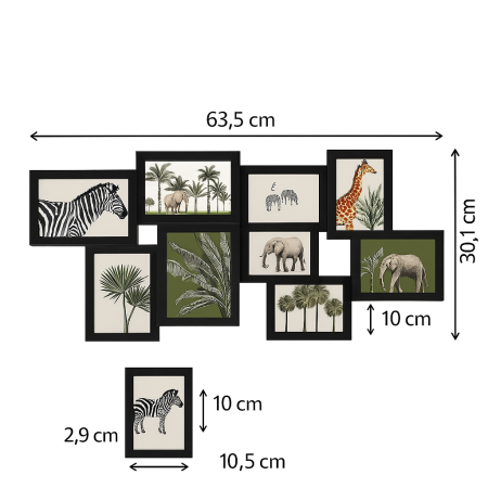 Rama foto colaj Atmosphera Cali pentru 8 poze, format orizontal, negru, 63x30 cm [4]
