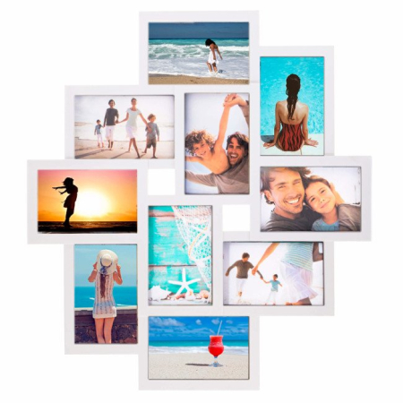 Rame foto - Rama foto de perete, colaj de 10 fotografii, 48x53cm, alb