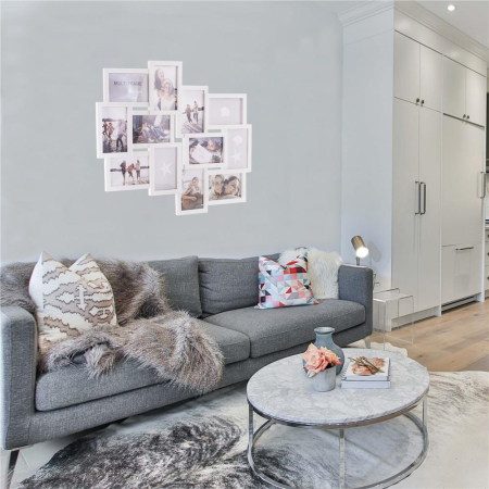 Rama foto de perete, colaj de 12 fotografii, 50x59cm, alb [4]
