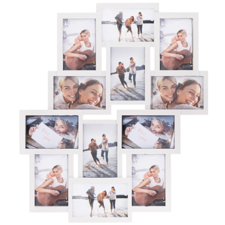 Rama foto de perete, colaj de 12 fotografii, 50x59cm, alb [1]