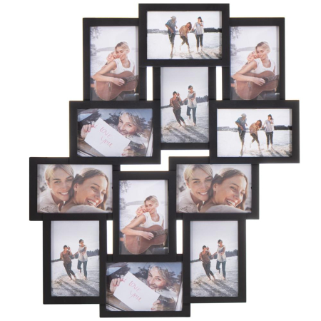 Rama foto de perete, colaj de 12 fotografii, 50x59cm, negru [7]