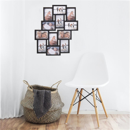 Rama foto de perete, colaj de 12 fotografii, 50x59cm, negru [2]