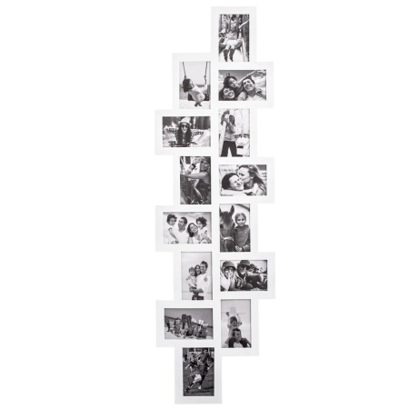 Rame foto - Rama foto de perete, colaj de 14 fotografii, 36x118cm, alb