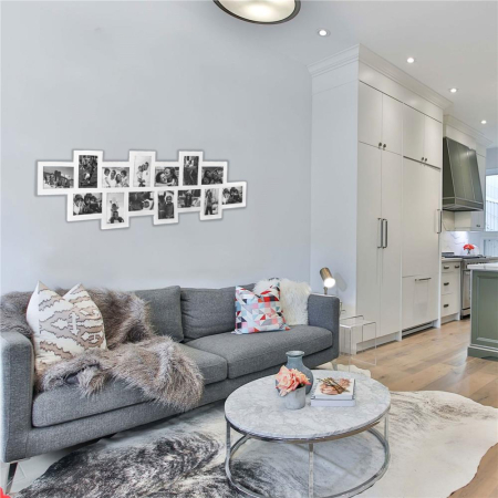 Rama foto de perete, colaj de 14 fotografii, 36x118cm, alb [3]