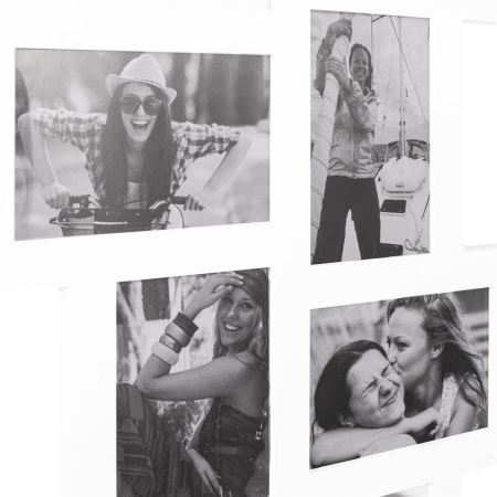 Rama foto de perete, colaj de 14 fotografii, 36x118cm, alb [10]