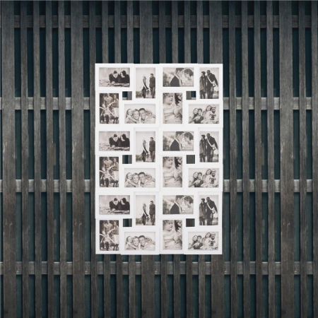 Rama foto de perete, colaj de 24 fotografii, 57x86cm, alb [4]