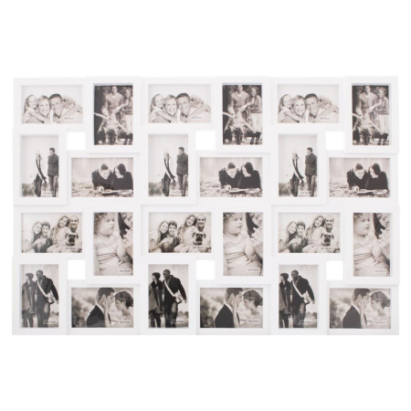 Rame foto - Rama foto de perete, colaj de 24 fotografii, 57x86cm, alb
