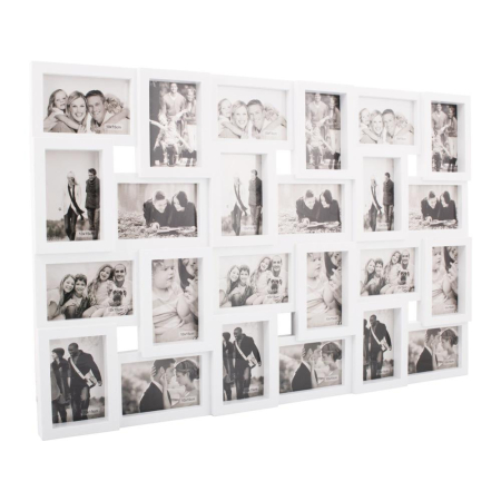 Rama foto de perete, colaj de 24 fotografii, 57x86cm, alb [11]