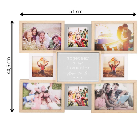 Rama foto de perete, colaj de 8 fotografii, 41x51cm, alb si gri [14]