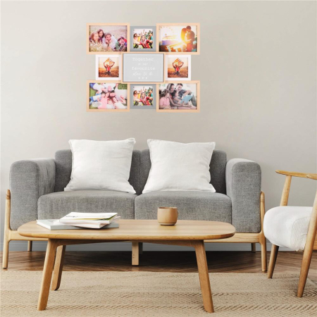 Rama foto de perete, colaj de 8 fotografii, 41x51cm, alb si gri [7]