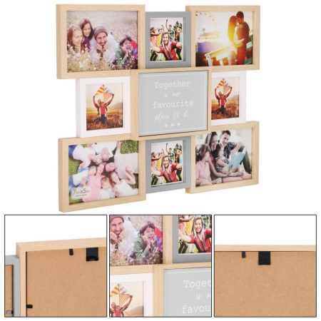 Rama foto de perete, colaj de 8 fotografii, 41x51cm, alb si gri [12]