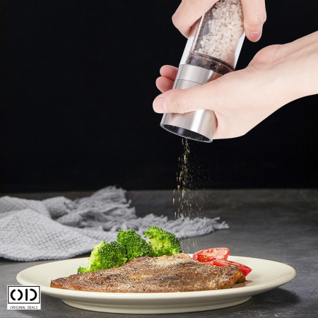 rasnita mecanica condimente, rasnita dubla sare piper, rasnita inox premium, rasnita manuala reglabila, rasnita otel inoxidabil, rasnita de bucatarie eleganta, rasnita moderna condimente, rasnita original dealsrasnita mecanica cu 2 compartimente pentru condimente din otel inoxidabil, rasnita dubla sare si piper design premium, rasnita manuala reglabila din inox original deals, rasnita profesionala pentru condimente cu macinare ajustabila, rasnita eleganta argintie pentru bucatarie moderna, rasnita condimente durabila din otel inoxidabil [5]
