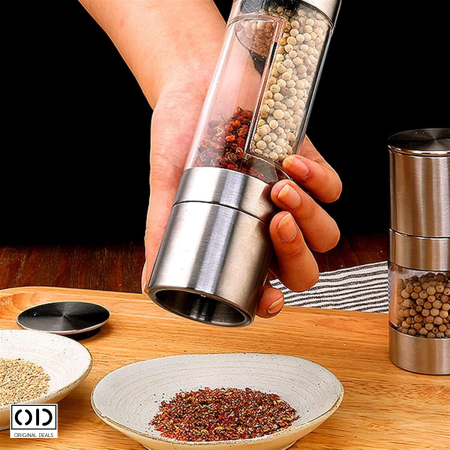rasnita mecanica condimente, rasnita dubla sare piper, rasnita inox premium, rasnita manuala reglabila, rasnita otel inoxidabil, rasnita de bucatarie eleganta, rasnita moderna condimente, rasnita original dealsrasnita mecanica cu 2 compartimente pentru condimente din otel inoxidabil, rasnita dubla sare si piper design premium, rasnita manuala reglabila din inox original deals, rasnita profesionala pentru condimente cu macinare ajustabila, rasnita eleganta argintie pentru bucatarie moderna, rasnita condimente durabila din otel inoxidabil [7]