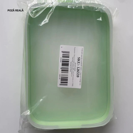 Recipient de Depozitare Alimente, , Etans, pentru Frigider, din Plastic, Mentinere Proaspata, Reutilizabil, Rezistent la Temperaturi Extreme, 22x14.7x5 cm, Verde [4]
