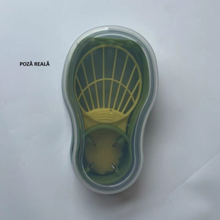 Recipient de Depozitare Avocado 5in1, , Etans, pentru Frigider, din Plastic, Dispozitiv de Taiat, Curatat, Feliat, 14x4x7 cm, Verde [5]