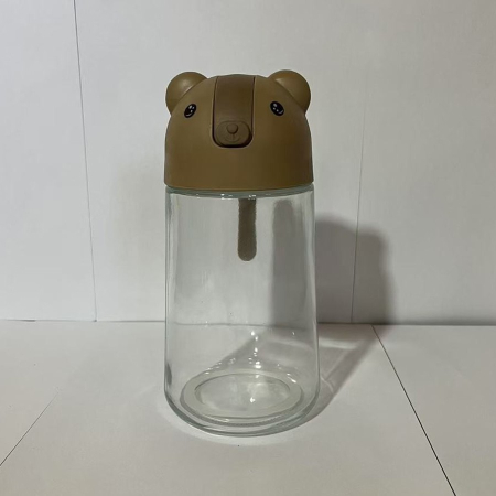 Recipient de ulei, , Model Ursulet, Sticla pentru Lichide de Bucatarie, Inchidere Deschidere Automata, 18.5 x 13 cm, Volum 630 ml, Maro [1]