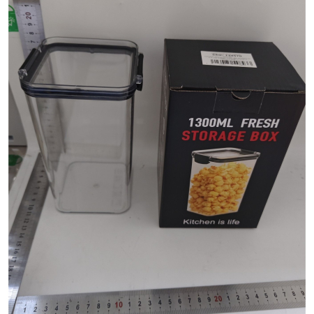 Recipient din Plastic, , pentru Alimente/Obiecte, Inchidere Ermetica, 10.2 x 18.5 cm, 1300 ml, Transparent [1]
