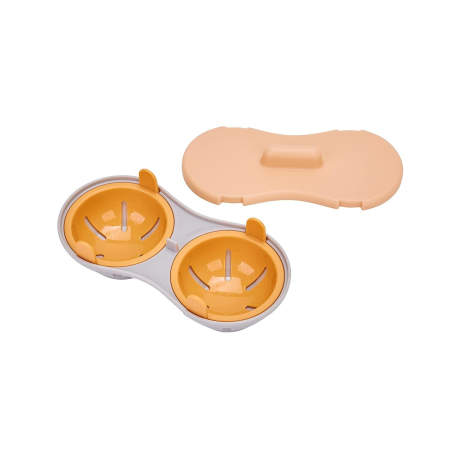 Organizatoare si Depozitare Bucatarie - Recipient Dublu pentru Oua, , din Plastic , pentru Gatit la Microunde, 22 x 11.8 x 8 cm, Portocaliu