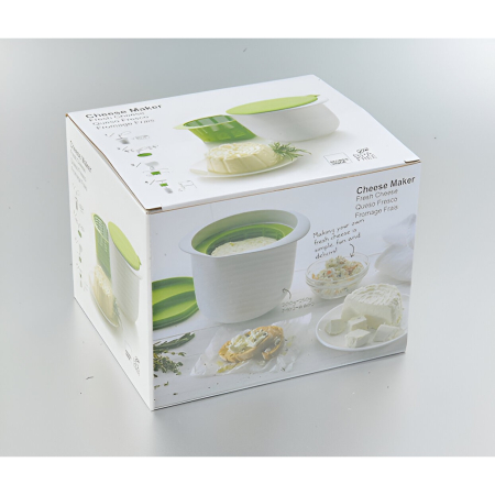 Recipient pentru Preparat Branza, , Capac de Silicon, Cheese Maker din Plastic, Strecuratoare, 17x14.5x12.8 cm, Alb [1]