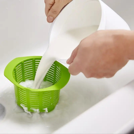 Recipient pentru Preparat Branza, , Capac de Silicon, Cheese Maker din Plastic, Strecuratoare, 17x14.5x12.8 cm, Verde [2]