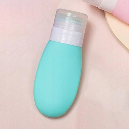 Recipient Portabil din Silicon Elegant de Voiaj, Sticla de Calatorie, , Potrivita pentru Lotiune, Sampon si Alte Lichide, Anti-scurgere, cu Posibilitate de Reumplere, Capacitate 90mL, Verde [4]