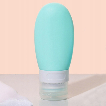 Recipient Portabil din Silicon Elegant de Voiaj, Sticla de Calatorie, , Potrivita pentru Lotiune, Sampon si Alte Lichide, Anti-scurgere, cu Posibilitate de Reumplere, Capacitate 90mL, Verde [3]