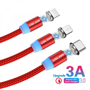 Cablu Textil USB Fast & Safe Charging 3.6A cu Mufa Magnetica 360° Cablu de date telefoane Cablu de incarcare telefon [35]